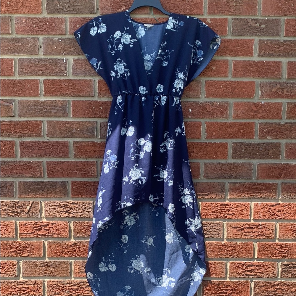 Floral Navy High-Low Dress